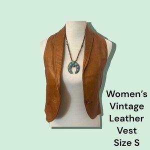 *Bill Atkinson* Vintage Tan Leather Western Vest Size S